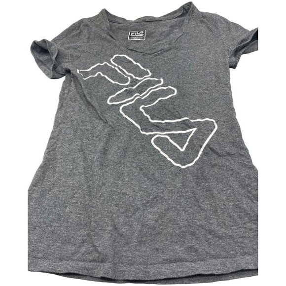 Fila short sleeve tea shirt gray v-neck size small bust 15 length 24 READ - Picture 1 of 7